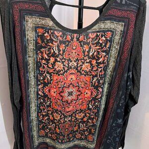 Forever 21 Women Gray Long Sleeve Open Back Shirt